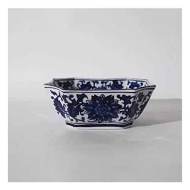 Imagem de Fruteira Nova Chinesa Azul e Branca Cerâmica Prato Profundo Prato de Armazenamento Snack Prato de Armazenamento Sala de Estar Modelo de Varanda Decoração Tigela de Salada (B)