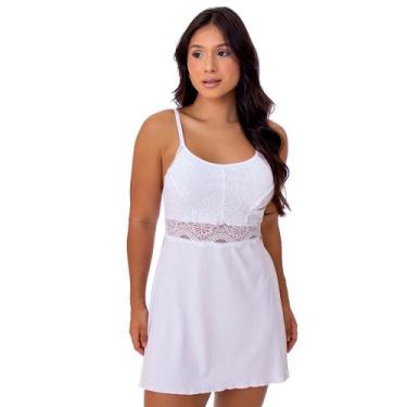 Imagem de Camisola Feminina Lisa em Suede Canelado com Alças Finas Conforto e Le
