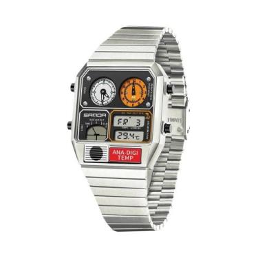 Imagem de Relógio Digital Quadrado Masculino Com LED, Multifuncional, Termômetro