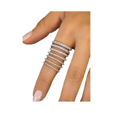 Imagem de Anel Feminino De Prata Esterlina 925 Com Zircônia Completa 1.4MM 1.6MM