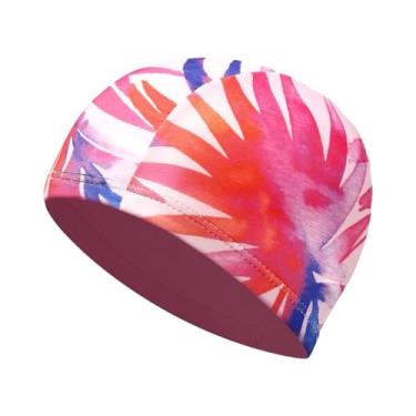 Imagem de Fenteer Touca de natação em tecido, portátil, respirável, para homens e mulheres, ideal para férias na piscina, Padrão Aleatório
