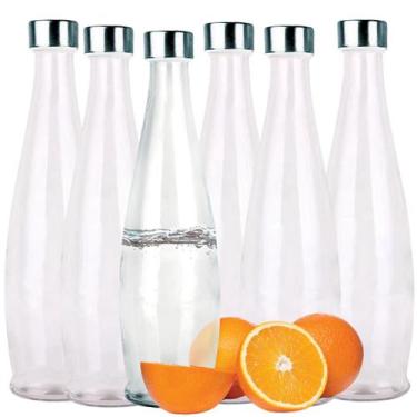 Imagem de Kit 6 Garrafas Vidro Acqua Transparente 1 Litro Com Tampa - Tuut - Yan