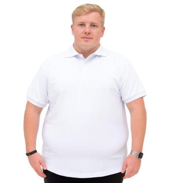 Imagem de Camisa Gola Polo Plus Size Piquet Masculina Camiseta 50% Algodão 50% Poliéster Com Botoes Basica-Masculino