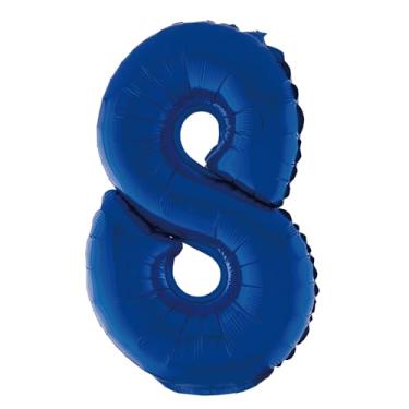 Imagem de BALAO METALIZADO C/CANUDO 16" AZUL NUMERO 8