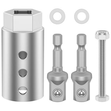 Imagem de LZVXTYM Adaptador de broca elétrica de aço inoxidável atualizado com adaptador de soquete de 1/2 polegada compatível com eixo de acionamento de 1 polegada (estilo 1)