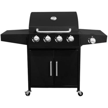 Imagem de Churrasqueira a Gás 4 Queimadores Centrais 1 Lateral Americana a Bafo Carrinho