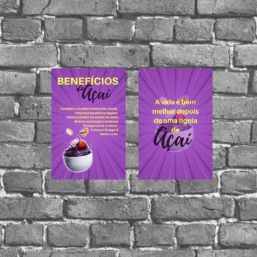 Imagem de Kit 2 Placas Decorativas Benefícios Do Açaí 18X27Cm