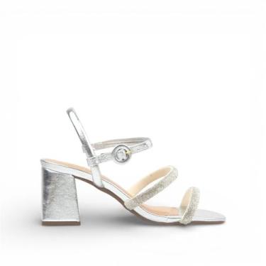 Imagem de Sandália Salto Bloco Brilho - DORACI, Prata, 35