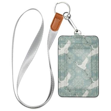 Imagem de Burbuja Porta-crachá de couro com cordão, etiqueta de identificação de guindaste com 1 janela transparente para identidade e 2 compartimentos para cartão para escritório, enfermeira, professor, médico