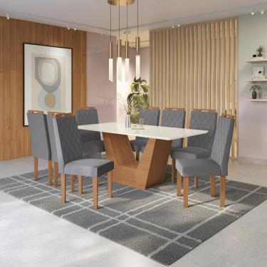 Imagem de Conjunto Sala de Jantar Verbana Kappesberg 8 Cadeiras Veludo Titanio