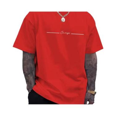 Imagem de Camiseta Masculina plus Size De Verão Em Algodão Casual Com Gola Redon