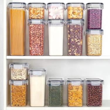 Imagem de Kit 15 Potes Herméticos Empilháveis para Cozinha, Antivazamento BPA Free, Organizadores de Alimentos Secos e Marmitas 0,8L a 2,8L(24)