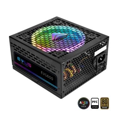 Imagem de Fonte Gamer Evus Evg600 Argb 600w Selo 80 Plus Bronze