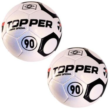 Imagem de Kit 02 Bola De Futebol Campo Topper 90 Oficial Costurada à Mão Cor:Bra