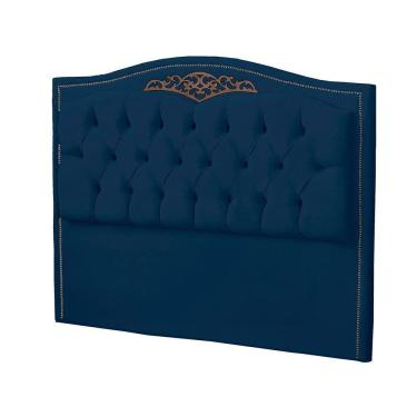 Imagem de Cabeceira Casal Queen Size Estofada Para Cama Box Maitê Veludo Cor Azul Marinho