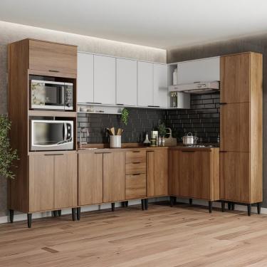 Imagem de Armário De Cozinha Completa Miami Collect Carraro Branco Com Freijó