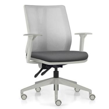 Imagem de Cadeira De Escritório Giratória Diretor Flow F02 Base Cinza Crepe Grafite - Lyam Decor