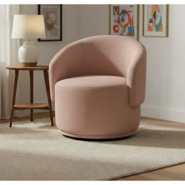 Imagem de Poltrona Decorativa Giratória Sala De Estar Recepção Jasmine Suede Rosê