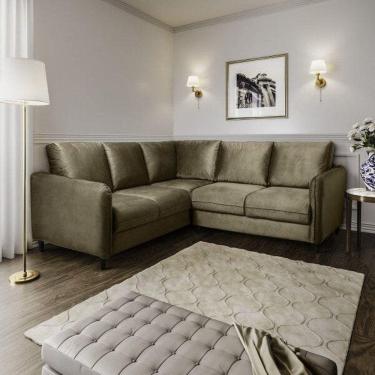 Imagem de Sofá de Canto Orquídea 5 Lugares em Veludo Cabecasa Madeiramadeira Marrom