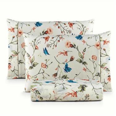 Imagem de Jogo De Lençol Casal 3 Peças Com Elastico e Fronha Algodão 160 Fios - 