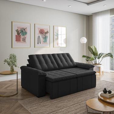 Imagem de Sofá Cama Palmeira 3 Lugares Retrátil Reclinável 200cm CabeCasa MadeiraMadeira Preto