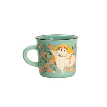 Imagem de Caneca Gatinho Verde Floral Imaginarium