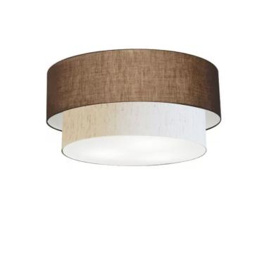 Imagem de Plafon Duplo Cilíndrico Vivare Md-3017 Cúpula Em Tecido 50x40cm - Bivolt Café-linho-bege 127/220v