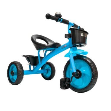 Imagem de Triciclo Infantil Azul 3 Rodas Motoca Com Cesta e Buzina - PlayDuc