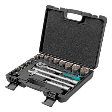 Imagem de Jogo De Ferramentas Encaixe 1/2pol Cromo Vanadio Maleta Plastica 18pcs Stels