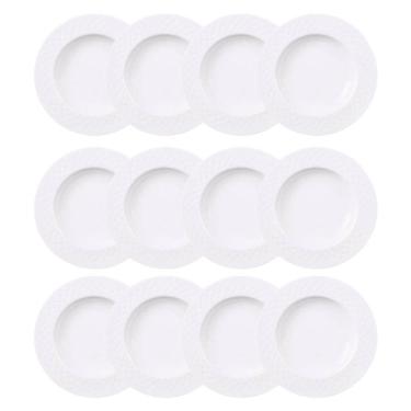 Imagem de Kit 12 Pratos Fundos Porcelana Branca 23cm Mesa Posta Buffet Restaurante 330ml Tramonti...