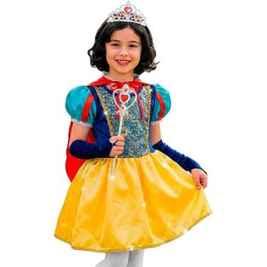 Imagem de Fantasia Princesa Branca Neve Capa Luva Varinha Coroa Tiara - Fantasia
