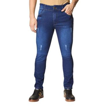 Imagem de Calça Jeans Masculina Skinny Com Rasgos Elastano - WJR JEANS, 46, Azul