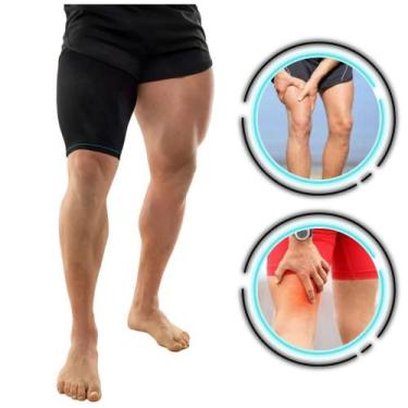 Imagem de Protetor De Coxa Com Compressão Coxal Unissex - N1 Sport, Preto/Azul P