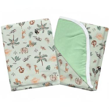 Imagem de Manta Bebê Infantil Dupla Face 90x90cm Malha 100% Algodão Estampada Co