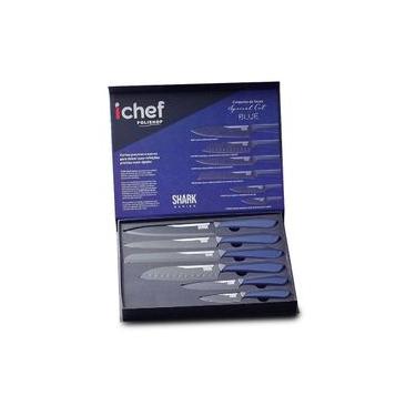 Imagem de Conjunto de Facas Ichef Polishop - Shark Series - Special Cut - Blue Duo Azul