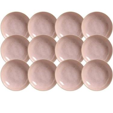 Imagem de Jogo 12 Pratos Fundos 830ml Cerâmica Rosa Bio Litchi Mesa Ja - Porto B