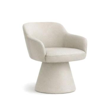 Imagem de Cadeira de Mesa de Jantar Jade Base Cone Giratória Corano Off White - 