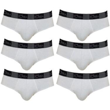 Imagem de Kit com 6  cuecas zorba slip 0716-1, Branco, M