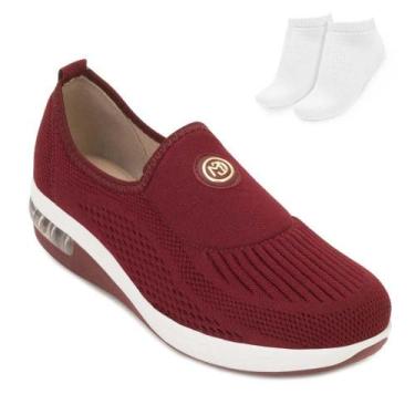 Imagem de Tênis Slip On Modare Ultraconforto e Meia MD25-73202, 36, Vinho