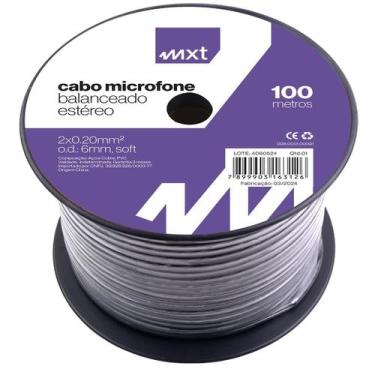 Imagem de Cabo Microfone Xlr Balanceado Estéreo Dmx Rolo Bobina 100m - MXT