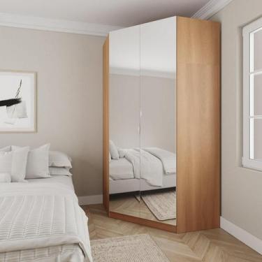 Imagem de Guarda Roupa de Canto Closet com 6 Prateleiras e Portas de Espelho Her