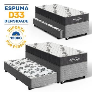 Imagem de Cama Box com Colchão de Espuma D33 Ortopédico Ortobom Airtech 100 + Au