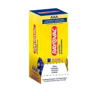 Imagem de Pilha Zinco Aaa4 Rayovac Amarelinhas Tubo Com 40 Unidades