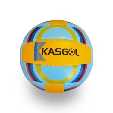 Imagem de Bola De Vôlei Quadra Praia Tamanho Padrão Azul E Amarelo - Kasgol