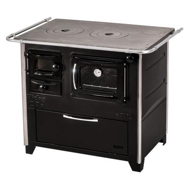Imagem de Fogão a Lenha 4 Bocas Hidro Industrial Prime Box Direito N2 Mesa em Inox com Forno Preto