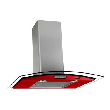Imagem de Coifa de Parede Terim Duto Slim 60cm Vidro Temperado com Vidro Curvo LED Vermelho 220V