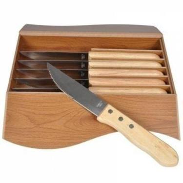 Imagem de Conjunto de facas para churrasco com estojo de madeira - 6 pcs - Btc D