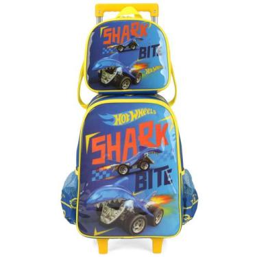 Imagem de Kit Escolar Mochila Rodinhas + Lancheira Térmica Hot Wheels, Amarelo