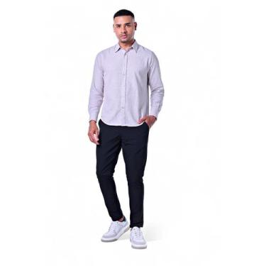 Imagem de Camisa Masculina Linho Misto Rabbitohs, M, Cinza claro