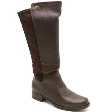 Imagem de Bota feminina Pegada Montaria Cano Longo Couro Lycra 282063, 35, Pinhã